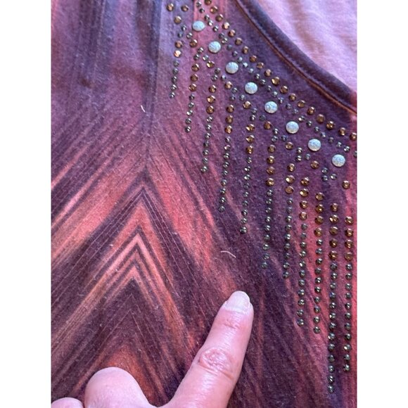 One World Live & Let Live Tunic Top Size Small Stretch Hi-Low Embellished Modern - Picture 10 of 15